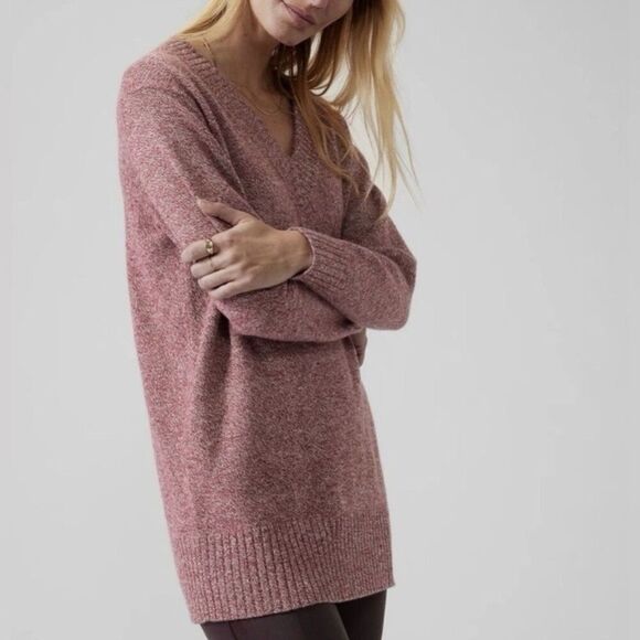 Athleta Womens Vital Wool Cashmere Tunic V-Neck Sweater Size M Capsule Preppy - Picture 3 of 8